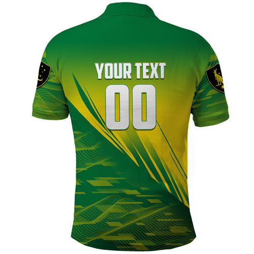 Personalized Socceroos Sport Polo Shirt Green Gold Dynamic Wave Pattern