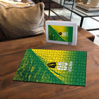 Personalized Socceroos Sport Puzzle Green Gold Dynamic Wave Pattern
