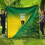 Personalized Socceroos Sport Quilt Green Gold Dynamic Wave Pattern