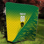 Personalized Socceroos Sport Quilt Green Gold Dynamic Wave Pattern