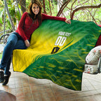 Personalized Socceroos Sport Quilt Green Gold Dynamic Wave Pattern