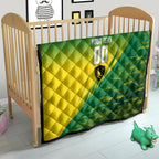 Personalized Socceroos Sport Quilt Green Gold Dynamic Wave Pattern