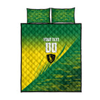 Personalized Socceroos Sport Quilt Bed Set Green Gold Dynamic Wave Pattern