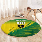 Personalized Socceroos Sport Round Carpet Green Gold Dynamic Wave Pattern