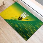 Personalized Socceroos Sport Rubber Doormat Green Gold Dynamic Wave Pattern