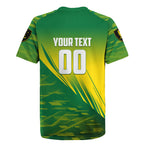 Personalized Socceroos Sport Rugby Jersey Green Gold Dynamic Wave Pattern