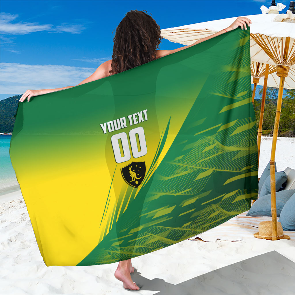 Personalized Socceroos Sport Sarong Green Gold Dynamic Wave Pattern