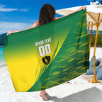 Personalized Socceroos Sport Sarong Green Gold Dynamic Wave Pattern