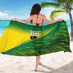 Personalized Socceroos Sport Sarong Green Gold Dynamic Wave Pattern