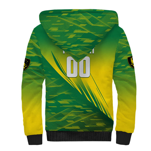 Personalized Socceroos Sport Sherpa Hoodie Green Gold Dynamic Wave Pattern