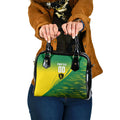 Personalized Socceroos Sport Shoulder Handbag Green Gold Dynamic Wave Pattern