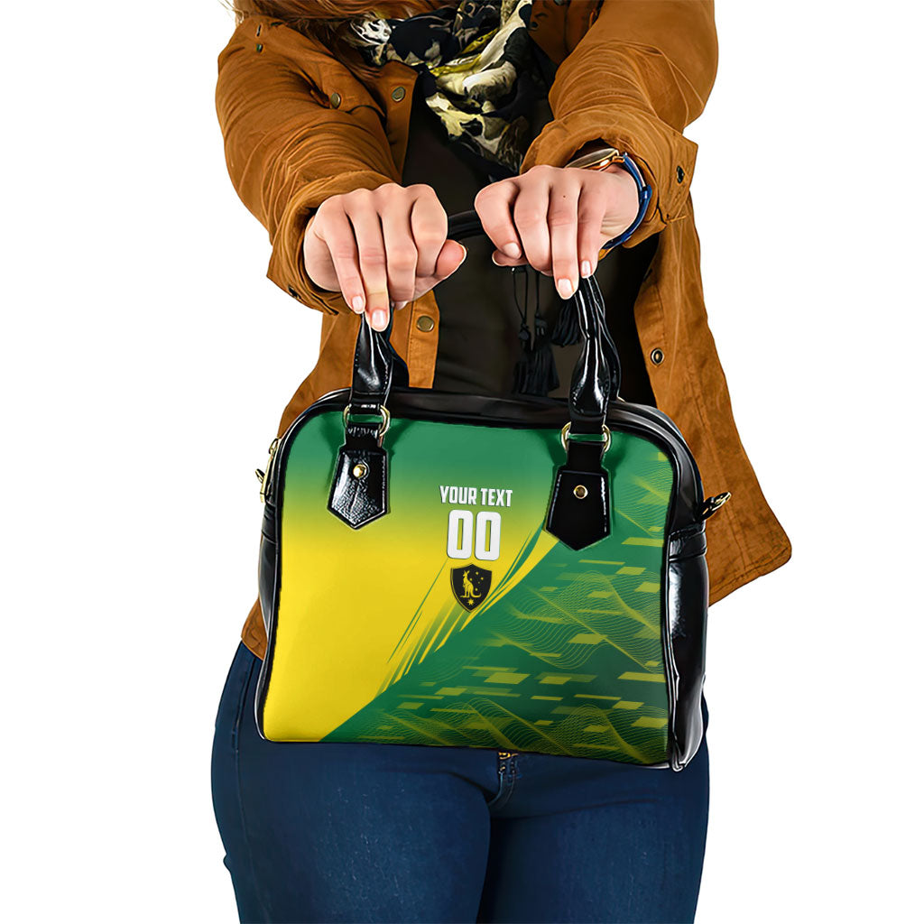 Personalized Socceroos Sport Shoulder Handbag Green Gold Dynamic Wave Pattern