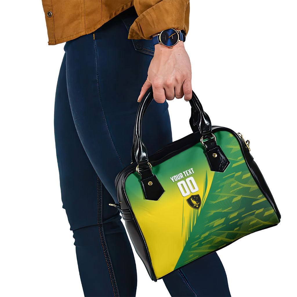 Personalized Socceroos Sport Shoulder Handbag Green Gold Dynamic Wave Pattern