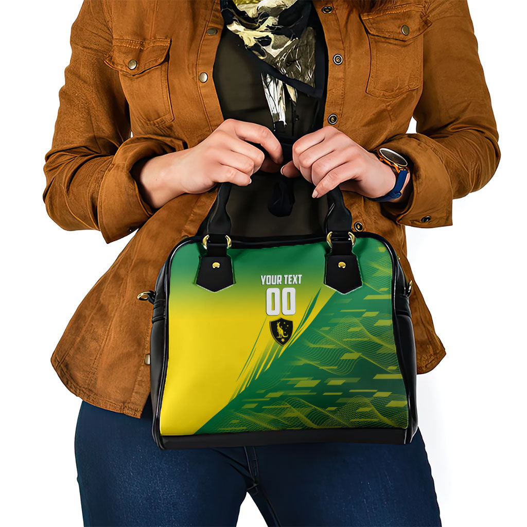 Personalized Socceroos Sport Shoulder Handbag Green Gold Dynamic Wave Pattern