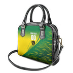 Personalized Socceroos Sport Shoulder Handbag Green Gold Dynamic Wave Pattern