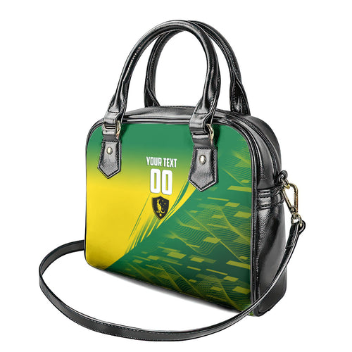 Personalized Socceroos Sport Shoulder Handbag Green Gold Dynamic Wave Pattern