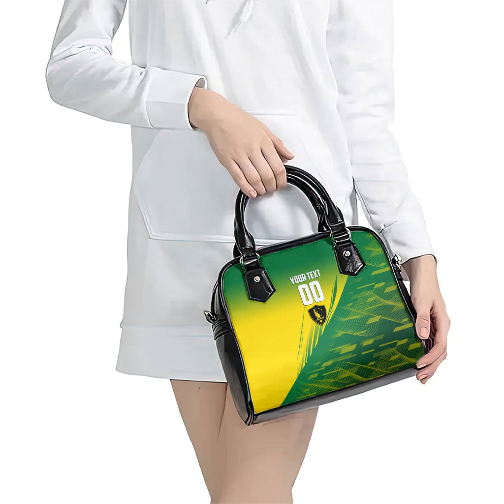 Personalized Socceroos Sport Shoulder Handbag Green Gold Dynamic Wave Pattern