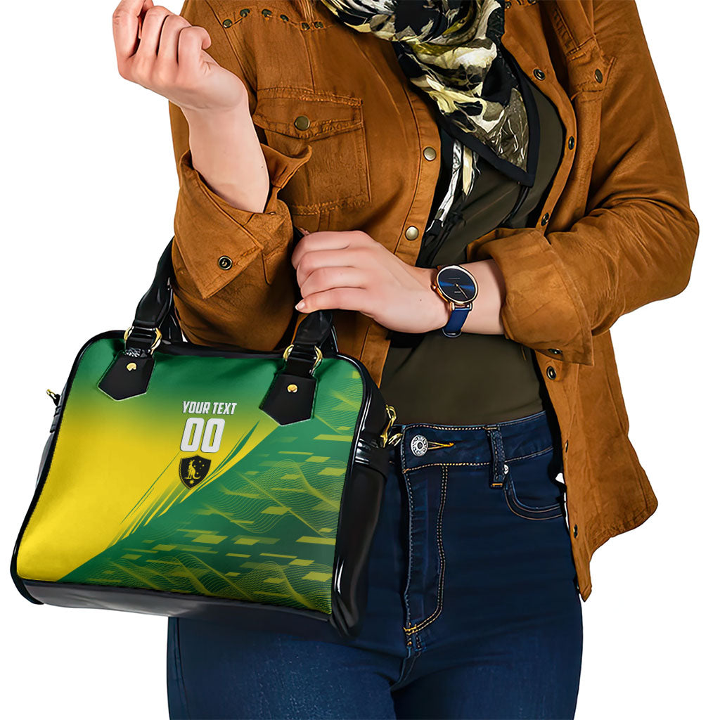 Personalized Socceroos Sport Shoulder Handbag Green Gold Dynamic Wave Pattern