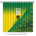 Personalized Socceroos Sport Shower Curtain Green Gold Dynamic Wave Pattern