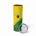 Personalized Socceroos Sport Skinny Tumbler Green Gold Dynamic Wave Pattern
