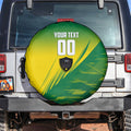 Personalized Socceroos Sport Spare Tire Cover Green Gold Dynamic Wave Pattern