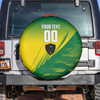 Personalized Socceroos Sport Spare Tire Cover Green Gold Dynamic Wave Pattern