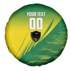 Personalized Socceroos Sport Spare Tire Cover Green Gold Dynamic Wave Pattern