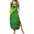 Personalized Socceroos Sport Summer Maxi Dress Green Gold Dynamic Wave Pattern