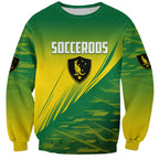 Personalized Socceroos Sport Sweatshirt Green Gold Dynamic Wave Pattern