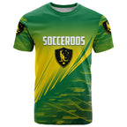 Personalized Socceroos Sport T Shirt Green Gold Dynamic Wave Pattern