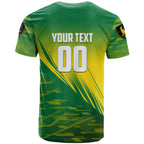 Personalized Socceroos Sport T Shirt Green Gold Dynamic Wave Pattern