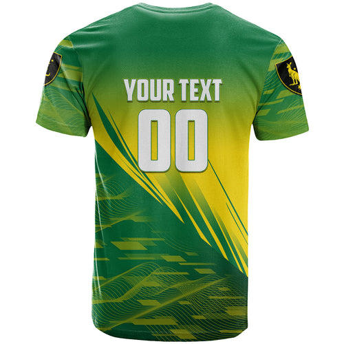 Personalized Socceroos Sport T Shirt Green Gold Dynamic Wave Pattern
