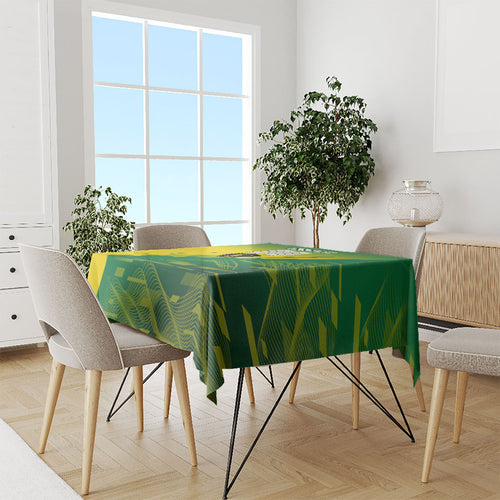 Personalized Socceroos Sport Tablecloth Green Gold Dynamic Wave Pattern