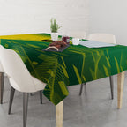 Personalized Socceroos Sport Tablecloth Green Gold Dynamic Wave Pattern