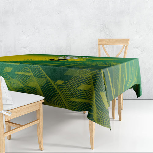 Personalized Socceroos Sport Tablecloth Green Gold Dynamic Wave Pattern