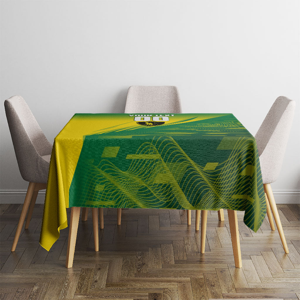 Personalized Socceroos Sport Tablecloth Green Gold Dynamic Wave Pattern