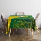 Personalized Socceroos Sport Tablecloth Green Gold Dynamic Wave Pattern