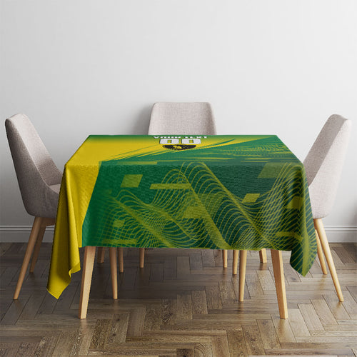 Personalized Socceroos Sport Tablecloth Green Gold Dynamic Wave Pattern