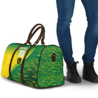 Personalized Socceroos Sport Travel Bag Green Gold Dynamic Wave Pattern