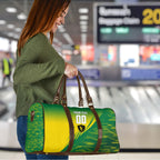 Personalized Socceroos Sport Travel Bag Green Gold Dynamic Wave Pattern