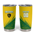 Personalized Socceroos Sport Tumbler Cup Green Gold Dynamic Wave Pattern