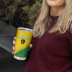 Personalized Socceroos Sport Tumbler Cup Green Gold Dynamic Wave Pattern