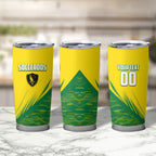Personalized Socceroos Sport Tumbler Cup Green Gold Dynamic Wave Pattern
