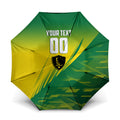 Personalized Socceroos Sport Umbrella Green Gold Dynamic Wave Pattern