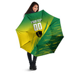 Personalized Socceroos Sport Umbrella Green Gold Dynamic Wave Pattern