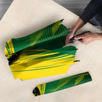 Personalized Socceroos Sport Umbrella Green Gold Dynamic Wave Pattern