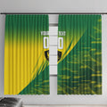 Personalized Socceroos Sport Window Curtain Green Gold Dynamic Wave Pattern