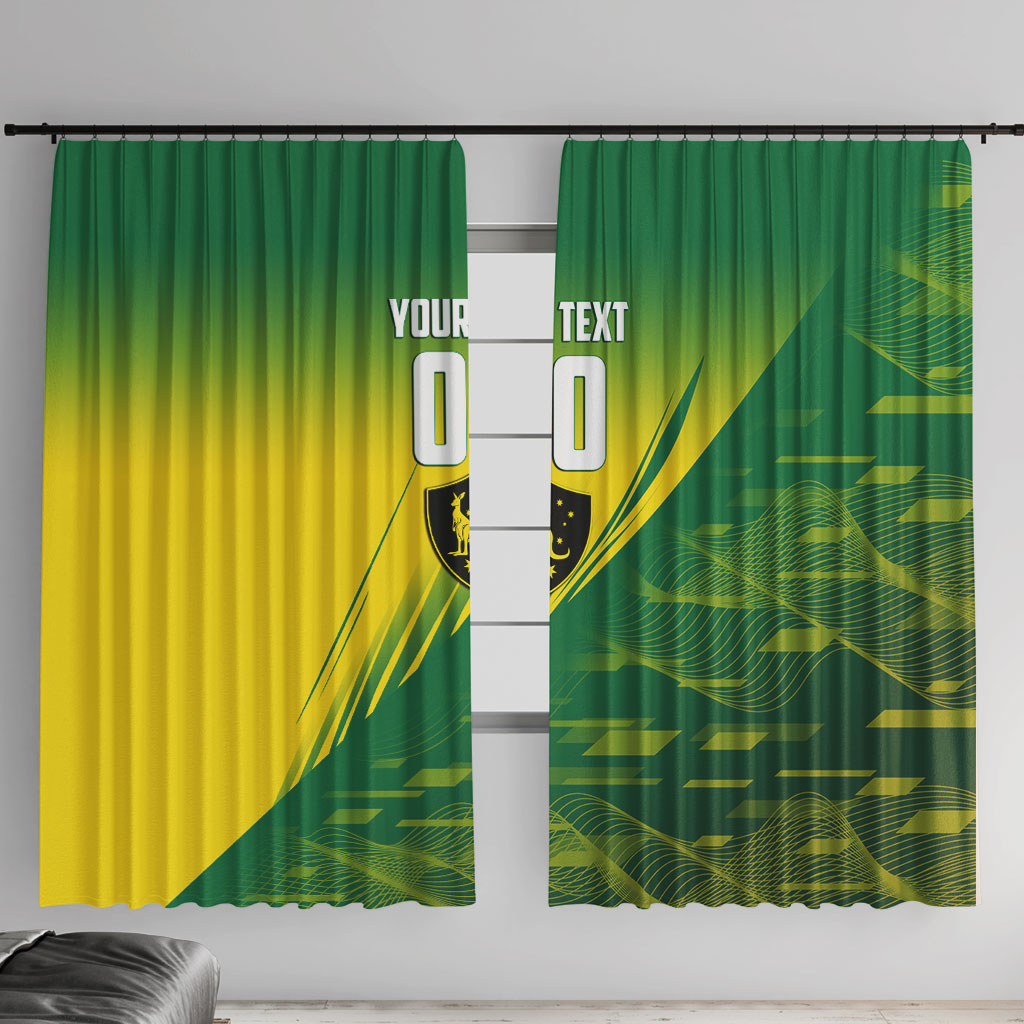 Personalized Socceroos Sport Window Curtain Green Gold Dynamic Wave Pattern