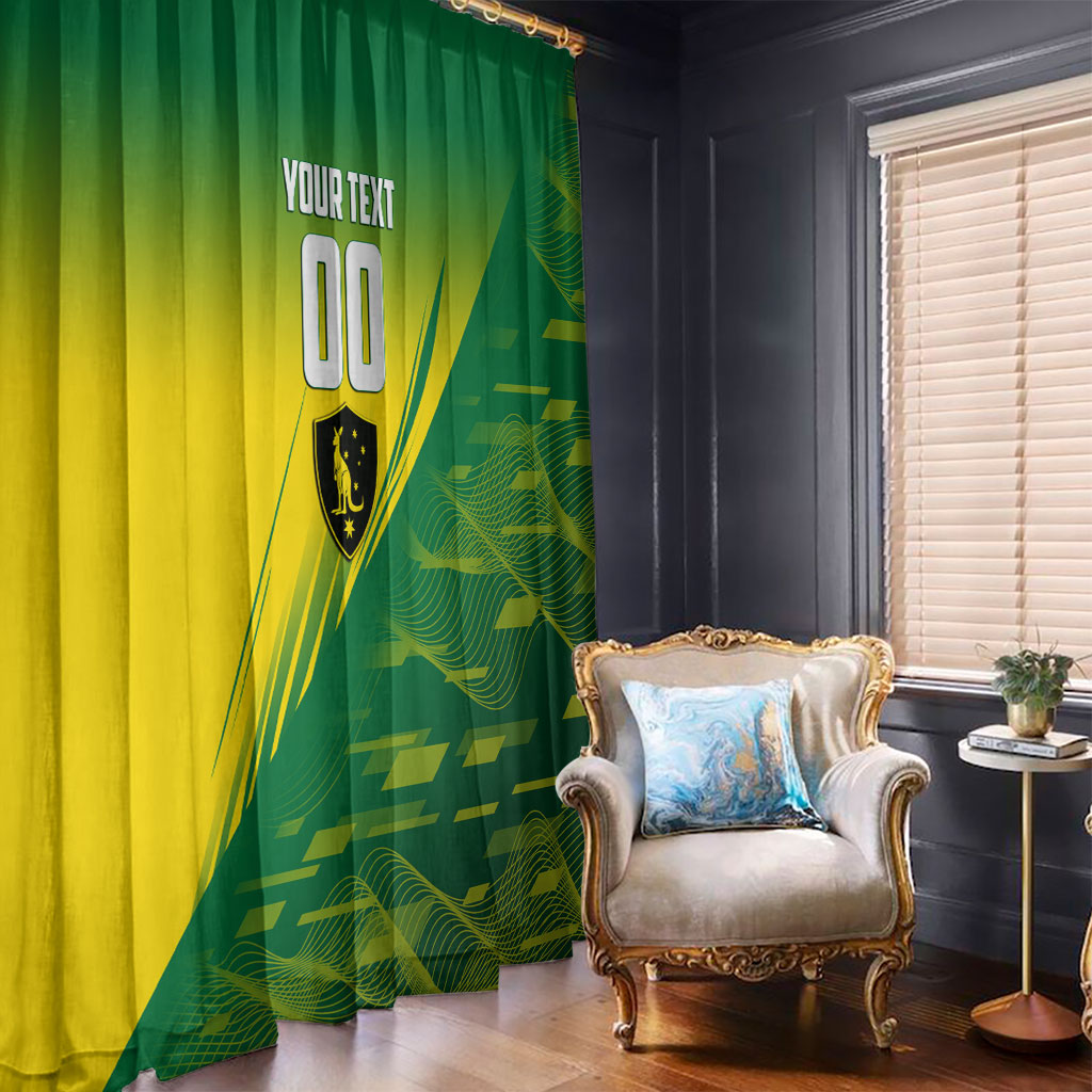 Personalized Socceroos Sport Window Curtain Green Gold Dynamic Wave Pattern