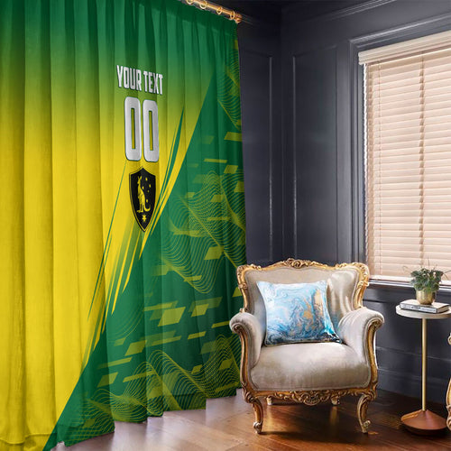 Personalized Socceroos Sport Window Curtain Green Gold Dynamic Wave Pattern